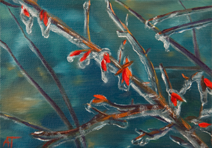 Winter Jewelry oil painting by Ann Trusty