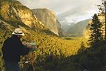 Photograph of John Hulsey painting in Yosemite