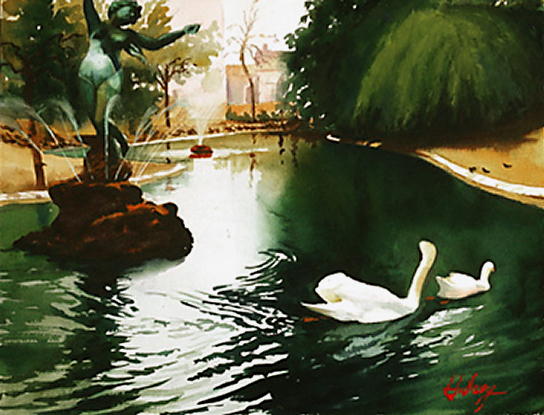 watercolor Swan Dance ©by John Hulsey