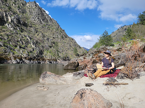 Photograph © Jessica L Bryant painting along Salmon River