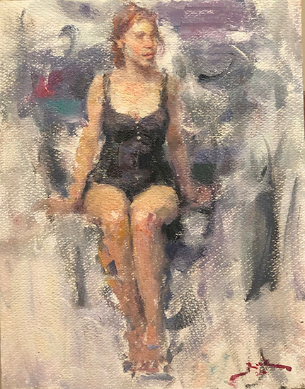 Bather on an Abstract, 14 x 11", Oil, © Dan Beck
