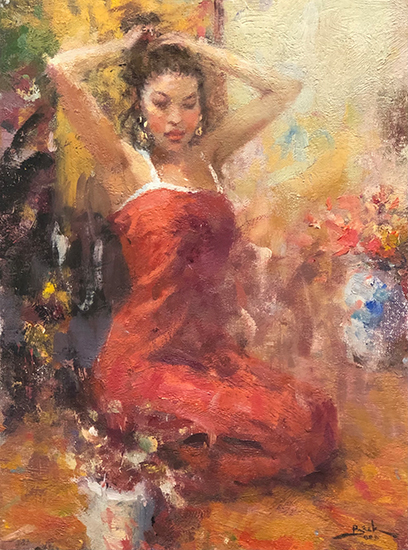 Red Dress, 16 x 12", Oil, © Dan Beck