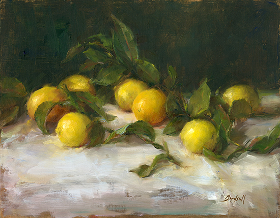 Lemons and Leaves, 11 x 14", Oil, © Stephanie Birdsall