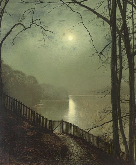 Moonlight on the Lake, Roundhay Park, Leeds, John Atkinson Grimshaw