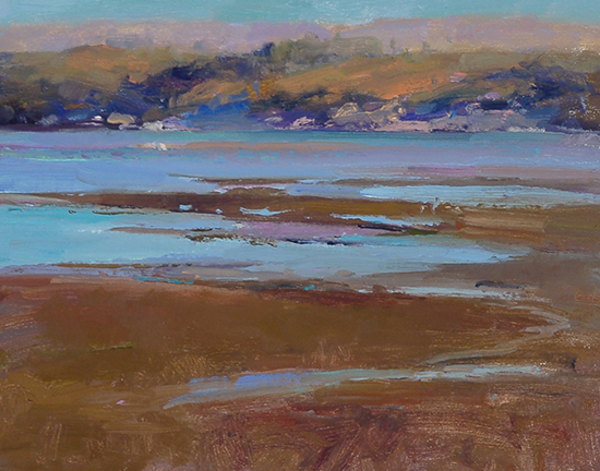 Sunset Tomales Bay, 11 x 14", Oil Painting, © Ann Larsen