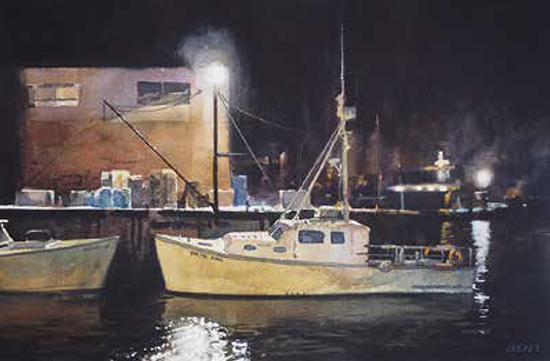 Midnight Harbor, 15 x 22", WC, © Christopher Leeper