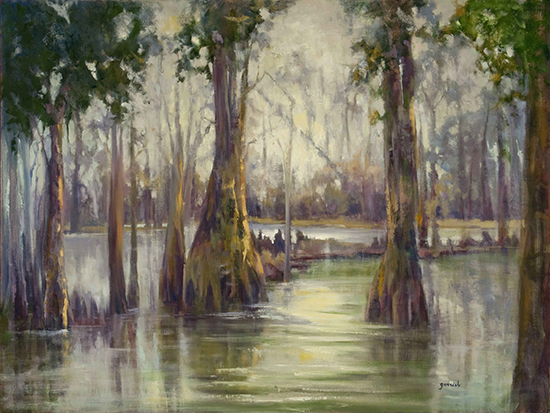 Cypress Reflections, 30 x 40", Oil, © Mary Garrish