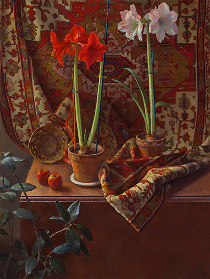 Oil painting of Amaryllis in still life by Jim McVicker