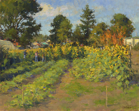 Girasol, Jardín Comunitario, 24 x 30"Óleo, © Jim McVicker