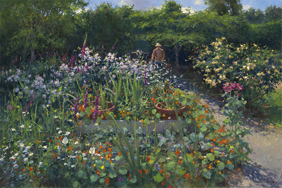 El jardín del artista, 40 x 60"Óleo, © Jim McVicker