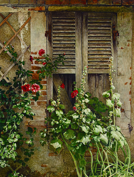 Watercolor Painting of French Window Flowers © Stan Miller