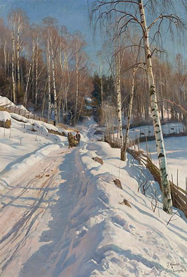 Sleigh Ride on a Sunny Winter Day, 1919, Peder Mørk Mønsted