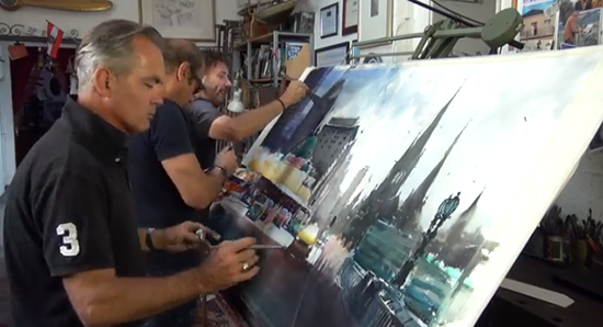 Joseph Zbukvic, Alvaro Castagnet and Herman Pekel Painting on One Watercolor