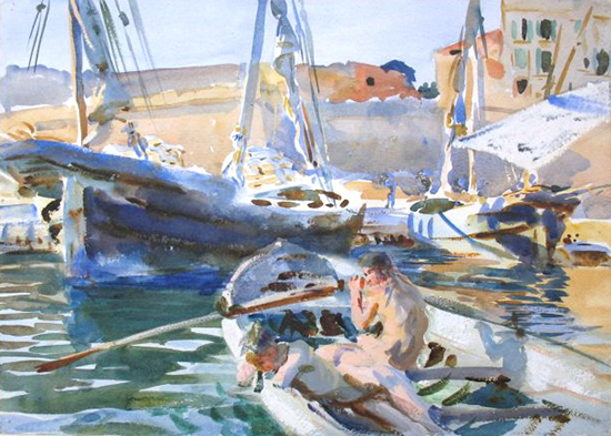 watercolor painting of sailboats by John Singer Sargent