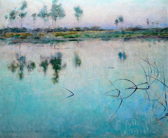 Reflections at Grez sur Loing, 1884, Willard Leroy Metcalf