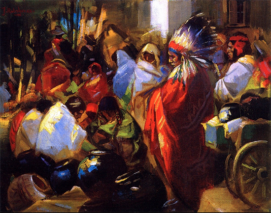 Indian Market, ca. 1917, painting by Julius Rolshoven
