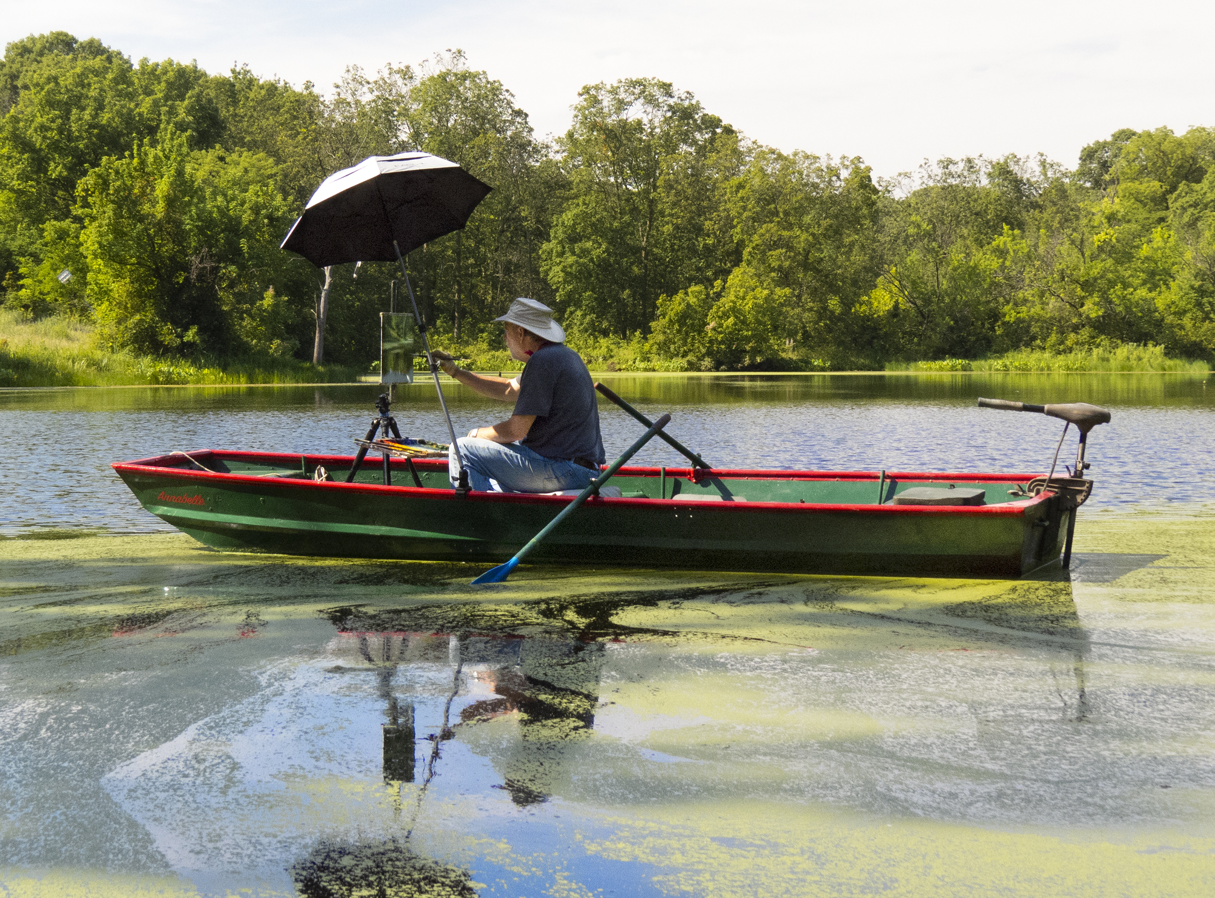 John Hulsey Paints in the Studio Boat