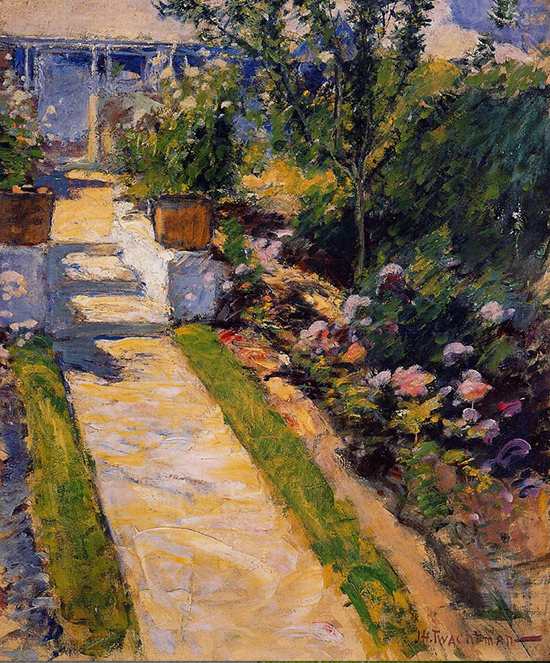 oil painting of a garden by John Henry Twachtman