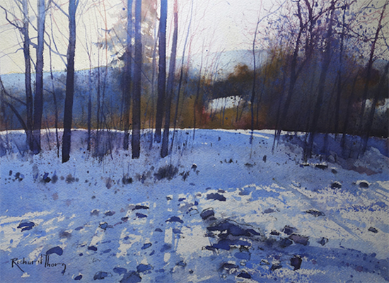 Snow Shadows, 19 x 14", WC, © Richard Thorn