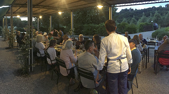 photo of dinner at Dopolavoro La Foce, Italy.© J. Hulsey