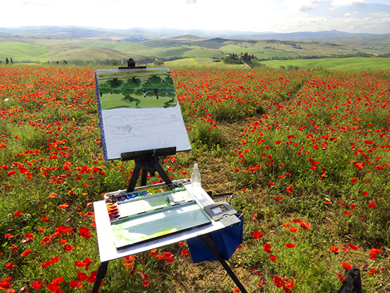 Setting up to Paint in the Poppies © J. Hulsey