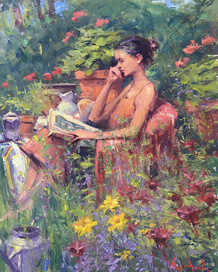 In the Garden, 30 x 24", Oil, © George Van Hook