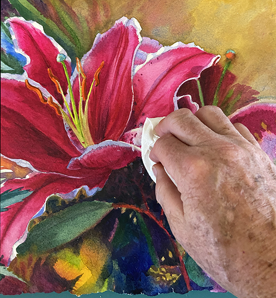 Applying Cold Wax Medium to Watercolor © J. Hulsey