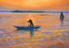 pastel painting of Burano rower, by John Hulsey