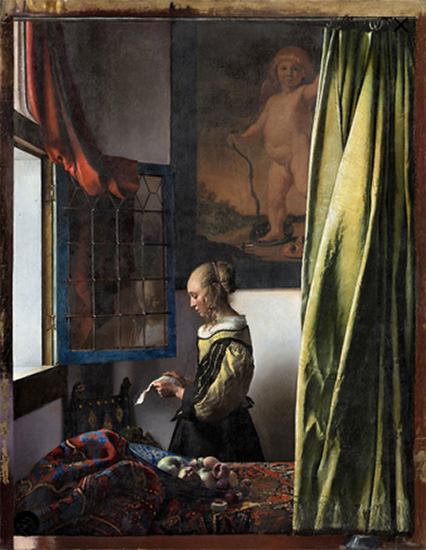 Girl Reading a Letter at an Open Window, 1657-59, Johannes Vermeer - restored
