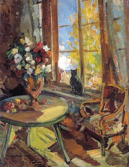 Black Cat on a Windowsill, 1902, Konstantin Korovin