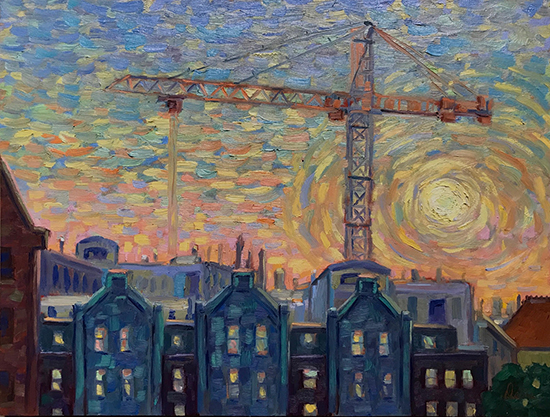 Moonrise over Gdansk, 11 x 14", Oil, © Dena Peterson