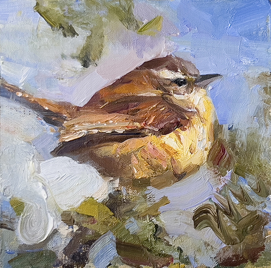 Wren, 6 x 6", Oil, © Derek Penix