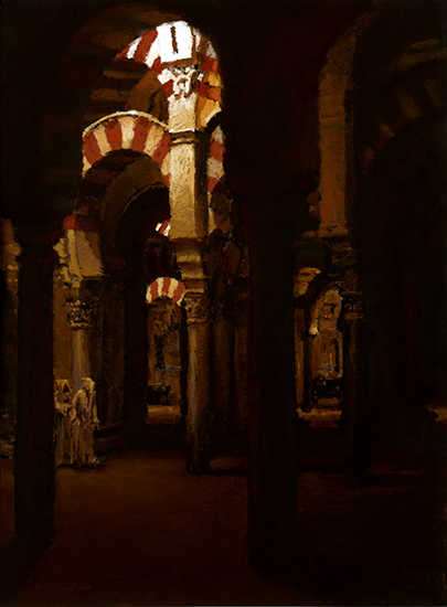 In the Great Mosque, Cordoba, Spain 24 x 18", Pastel, © Eric Michaels