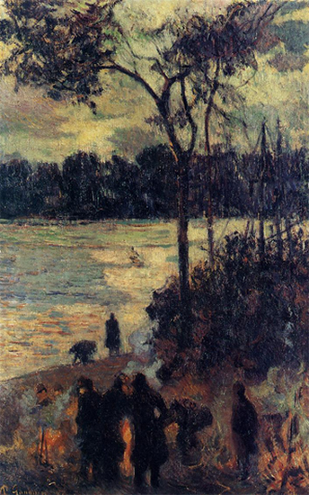Painting of fire by Paul Gaugin
