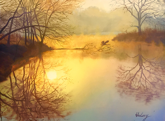 Foggy Pond, 9 x 12', Oil, © John Hulsey