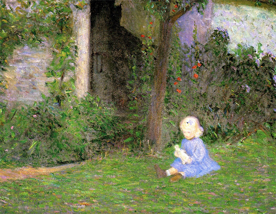 Child in a Walled Garden Giverny, painting by Lilla Cabot Perry