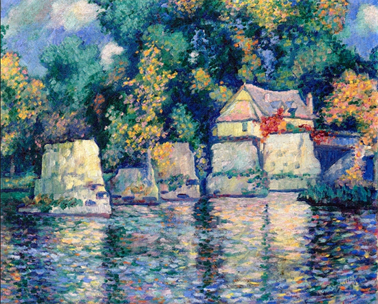The Red Bridge in Vernon, 1909, painting by Theodore Butler