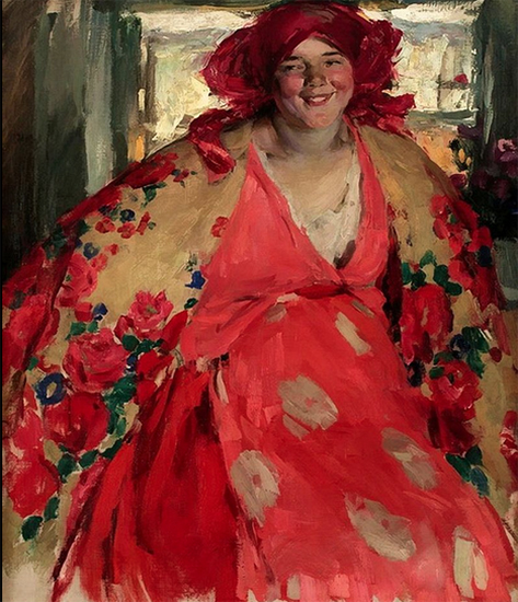 Oil Painting of a Smiling Village Girl, Abram Arkhipov