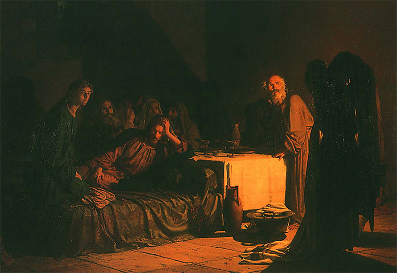 oil painting of the Last Supper, by Nikolai Ge, 1863