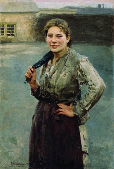oil painting of Russian Peasant, A Miner's Wife, By Nikolay Kasatkin