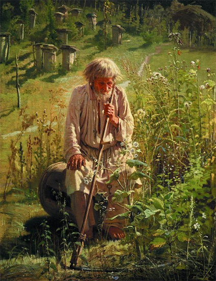 Oil Painting of a Russian Beekeeper, 1872, Ivan Kramskoi