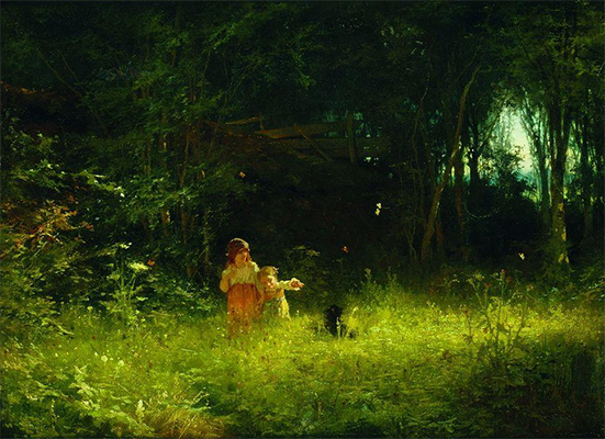 Oil Painting of Children in the Forest, 1887, by Ivan Kramskoi