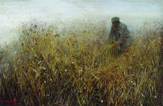 Painting of a Russian Man in the Rye Field 1903 Vassily Maximov