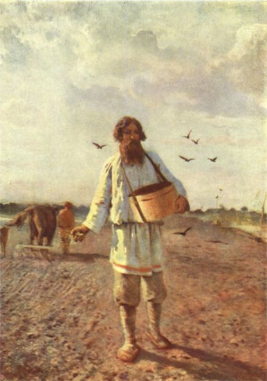 Painting of a Russian Farmer Sowing Seed 1888 Myasoyedov