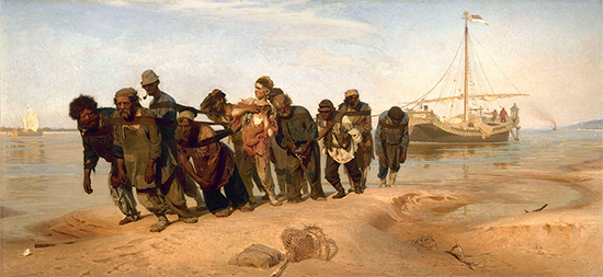 Painting of Barge Haulers on the Volga, 1870-73, Ilya Repin
