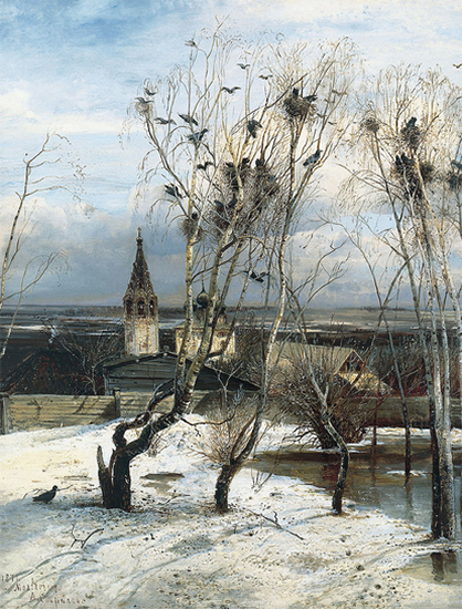 A Painting titled The Rooks Have Come Back, 1871, Savrasov
