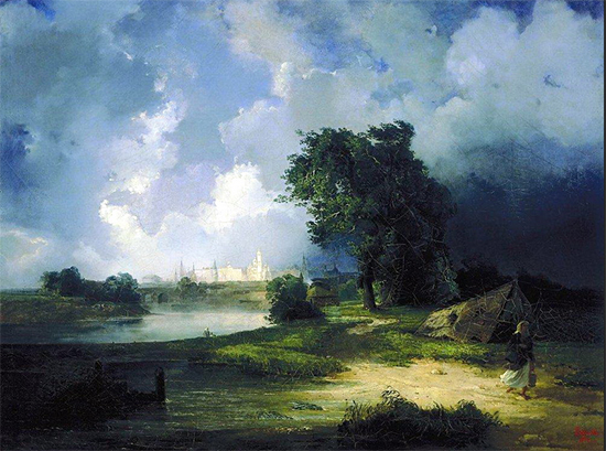 View of the Kremlin from the Krimsky Bridge in Inclement Weather, 1851, Alexei Savrasov