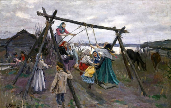 A Painting of Russian Children Swinging, date unknown, Alexi Stepanov