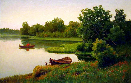 Summer Landscape with Fisherman Yefim Volkov
