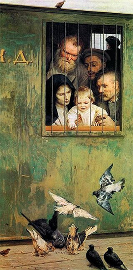 Painting of a Family on Prison Train, Life is Everywhere ,1888, Nikolai Yaroshenko